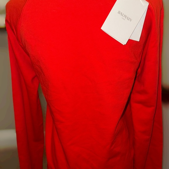 Balmain Vibrant Red Crewneck Sweater - Picture 10 of 12
